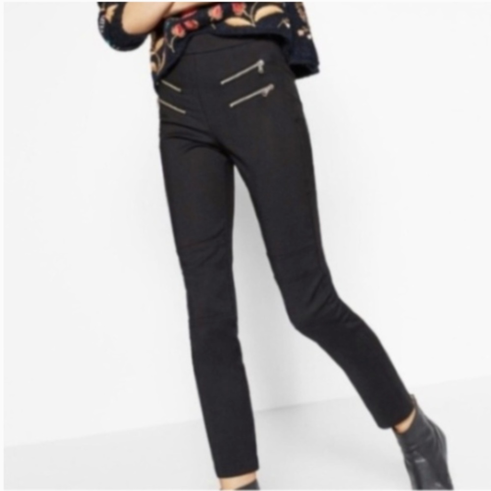 Zara black Moto double zipper pants